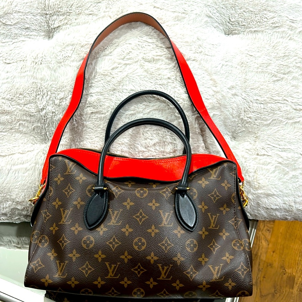 Lou Vuitton Tuileries Handbag Monogram Canvas with Leather